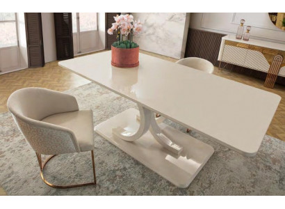 Stilvolle Esszimmer Garnitur Moderner Tisch 4x Weiße Textilstühle 5tlg