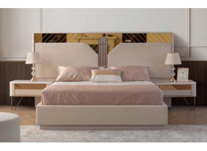 Stilvolles Schlafzimmer Set Doppelbett Holz Nachttische Designer Möbel