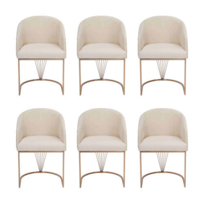 Gruppe Garnitur Stühle 6x Stuhl Set Textil Polster Sitz Edelstahl Esszimmer Neu