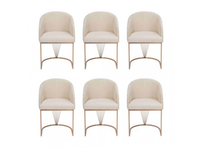 Gruppe Garnitur Stühle 6x Stuhl Set Textil Polster Sitz Edelstahl Esszimmer Neu