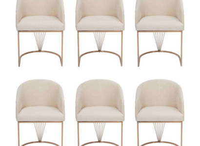 Gruppe Garnitur Stühle 6x Stuhl Set Textil Polster Sitz Edelstahl Esszimmer Neu