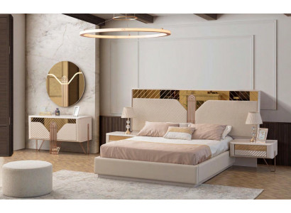 Edle Schlafzimmer Garnitur Modernes Doppelbett Designer 2x Nachttische
