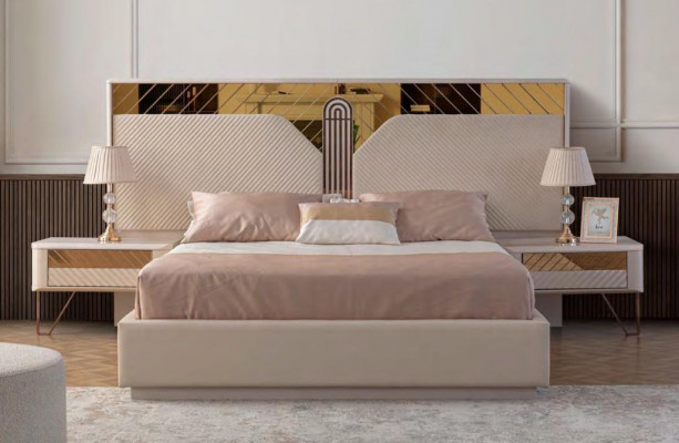 Edle Schlafzimmer Garnitur Modernes Doppelbett Designer 2x Nachttische