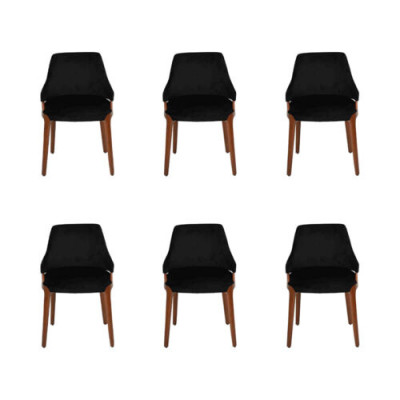 Modern Schwarz 6x Stühle Luxus Holz Möbel Stühle Design Einrichtung Neu