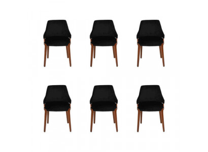 Modern Schwarz 6x Stühle Luxus Holz Möbel Stühle Design Einrichtung Neu