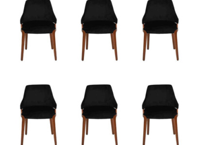 Modern Schwarz 6x Stühle Luxus Holz Möbel Stühle Design Einrichtung Neu