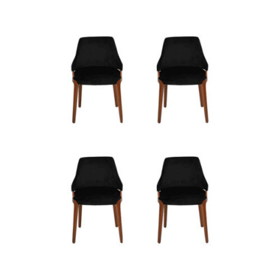 Luxus Esszimmer Schwarz 4x Stühle Modern Holz Möbel Stühle Design Einrichtung