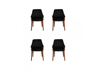 Luxus Esszimmer Schwarz 4x Stühle Modern Holz Möbel Stühle Design Einrichtung