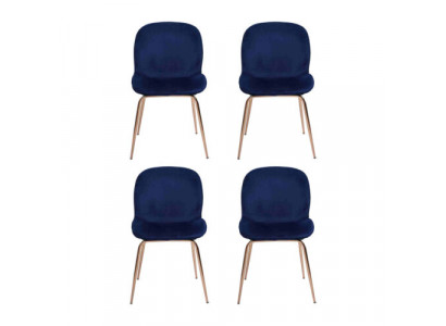 Gruppe Garnitur Blau Stühle 4x Stühle Set Textil Polster Sitz Esszimmer