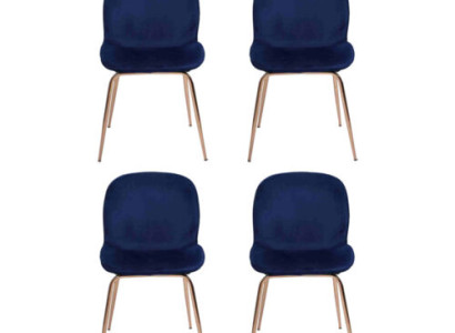 Gruppe Garnitur Blau Stühle 4x Stühle Set Textil Polster Sitz Esszimmer