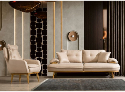 Moderne Couchgarnitur Designer 3-Sitzer Luxus Polster Sessel 3+1 Set