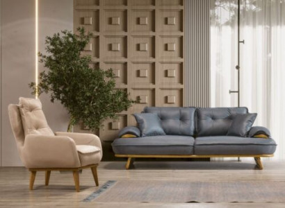 Stilvolle Grau-Beige Couchgarnitur Designer 3-Sitzer Luxuriöser 1-Sitzer