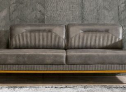 Grauer Polster 3-er Wohnzimmer Dreisitzer Sofa Luxuriöse Textil Couch