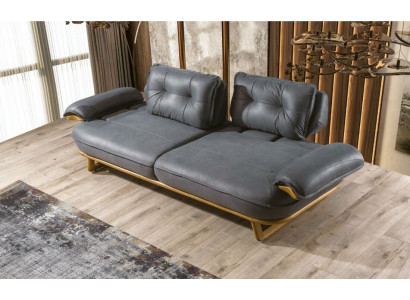 Exklusiver Grauer 3-Sitzer Designer Sofa Wohnzimmer Polstercouch Möbel