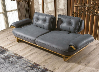 Exklusiver Grauer 3-Sitzer Designer Sofa Wohnzimmer Polstercouch Möbel