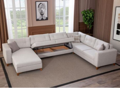 Weißes U-From Sofa Wohnzimmer Eckcouch Stoffsofa Luxuriöse Möbel Neu