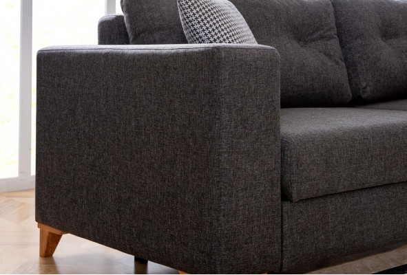 Graues Wohnzimmer L-Form Sofa Designer Stoffsofa Luxus Moderne Couch