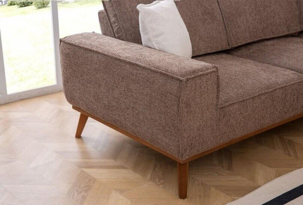 Einfarbiges Ecksofa Wohnzimmer Polstersofa Designer Textil Luxus Couch