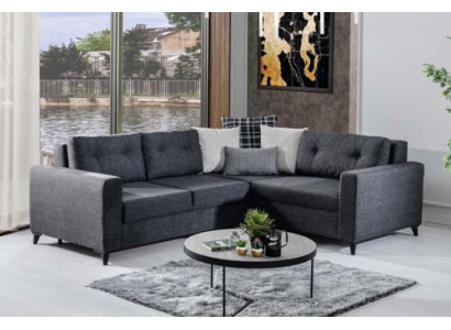 Dunkelgraues Polstersofa Designer Ecksofa Bettfunktion Wohnzimmer Sofa