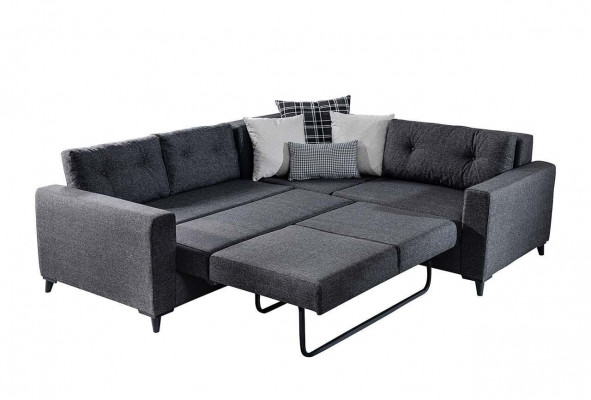 Dunkelgraues Polstersofa Designer Ecksofa Bettfunktion Wohnzimmer Sofa