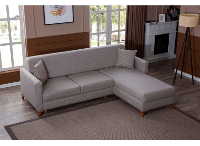 Hellgraues Stoffsofa Wohnzimmer Designer Couch Luxuriöses Ecksofa Neu