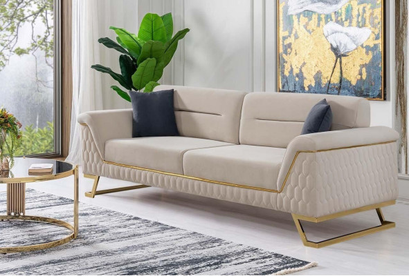 Moderner Weißer 3-Sitzer Wohnzimmer Luxus Polstersofa Edle Sitzmöbel