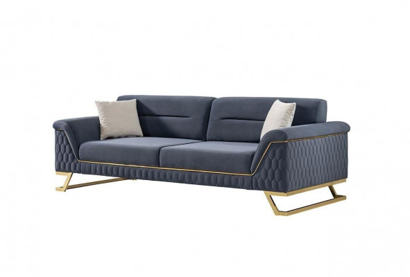 Blauer Wohnzimmer Designer Edelstahl 3-Sitzer Moderne Luxus Möbel Neu