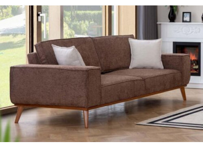 Brauner Textil Dreisitzer Wohnzimmer Stoffsofa Luxuriöse Polster Möbel