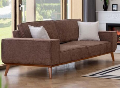 Brauner Textil Dreisitzer Wohnzimmer Stoffsofa Luxuriöse Polster Möbel