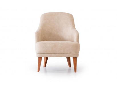 Beiger Ledersessel Wohnzimmer Lehnsessel Designer 1-Sitzer Möbel Neu