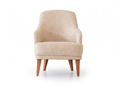Beiger Ledersessel Wohnzimmer Lehnsessel Designer 1-Sitzer Möbel Neu