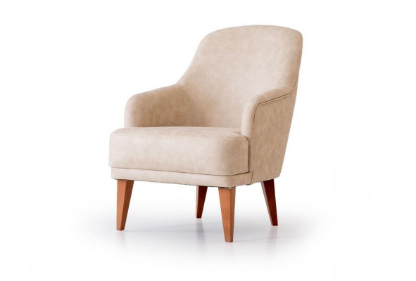 Beiger Ledersessel Wohnzimmer Lehnsessel Designer 1-Sitzer Möbel Neu
