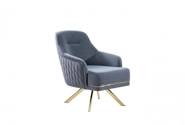 Blauer Einsitzer Designer Einrichtung Edelstahlsessel Wohnzimmer Möbel