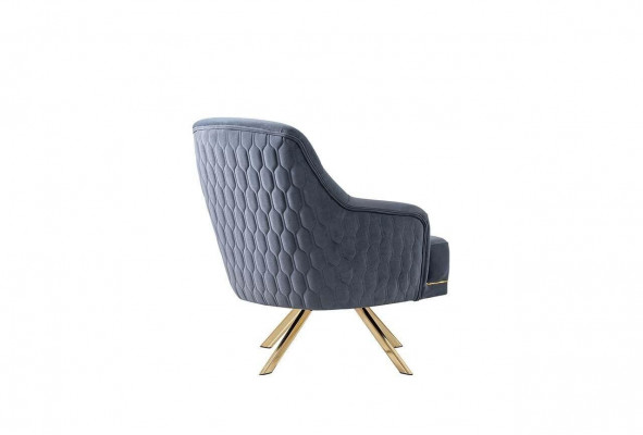 Blauer Einsitzer Designer Einrichtung Edelstahlsessel Wohnzimmer Möbel