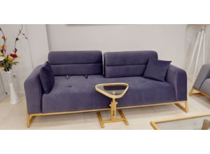 Exklusiver Blauer 3-Sitzer Wohnzimmer Designer Couch Luxus Sitzmöbel