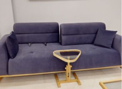 Exklusiver Blauer 3-Sitzer Wohnzimmer Designer Couch Luxus Sitzmöbel