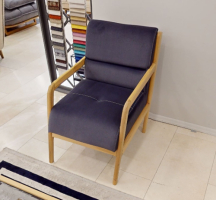 Moderner Blauer Sessel Wohnzimmer Polster Einsitzer Armlehnen Sessel