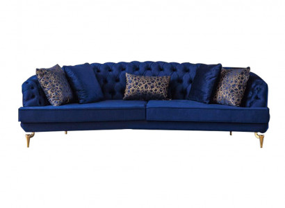 Blaue Wohnzimmer Chesterfield Sofagarnitur Luxus Polstersofas 4x Sitzer