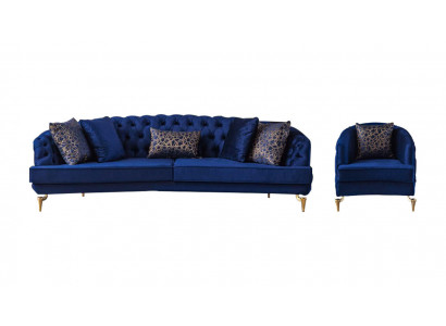 Exklusives Chesterfield Sofa Set Designer Viersitzer Luxus 1-Sitzer 2tlg