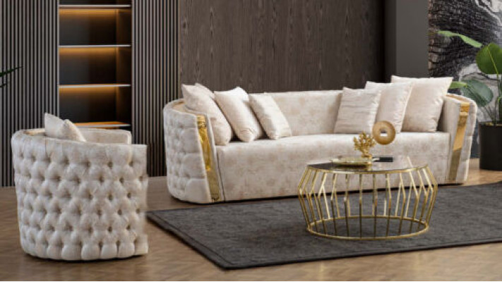 Chesterfield Beige Wohzimmer Sofas Edelstahl 3-Sitzer Luxus 1-Sitzer