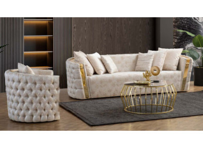 Chesterfield Beige Wohzimmer Sofas Edelstahl 3-Sitzer Luxus 1-Sitzer