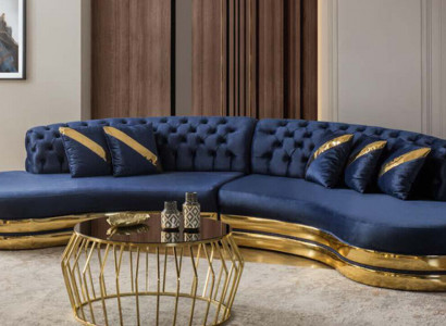 Exklusiver Chesterfield 4-Sitzer Halbrundes Sofa Designer Polster Couch