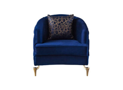 Modern Chesterfield 2x Sessel Blau Möbel Textil Stoff Wohnzimmer Neu