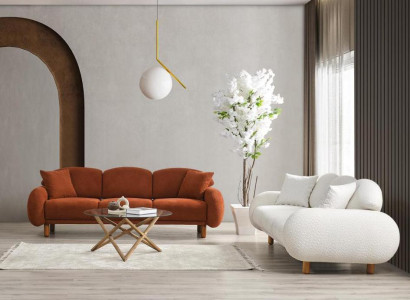 Moderne Polstersofa Garnitur Wohnzimmer Dreisitzer Weißer 3-Sitzer 2tlg