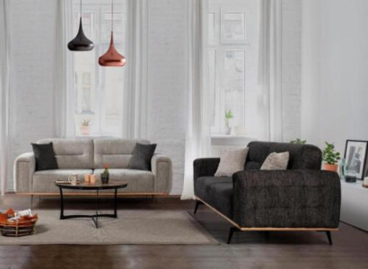 Moderne Graue Couchgarnitur 2x Dreisitzer Luxuriöse Polster Sofas 2tlg
