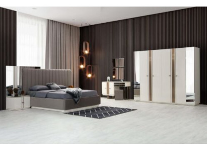 Modern Schlafzimmer Set Bett 2x Nachttische Kleiderschrank Schminktisch