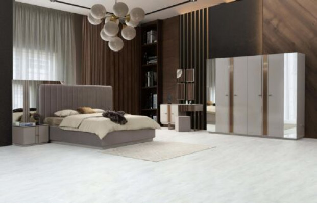 Perfekte Schlafzimmer Set Bett 2x Nachttische Kleiderschrank Schminktisch