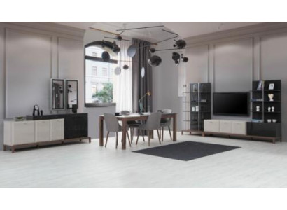 Moderne Esszimmergarnitur Designer Esstisch 6x Stühle Anrichte Lowboard