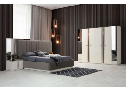 Exklusive 4tlg.Schlafzimmer Set Stil Bett 2x Nachttische und Kleiderschrank