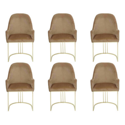 Gruppe Set 6x Sessel Stuhl Design Stoff Polster Stühle Esszimmer Textil